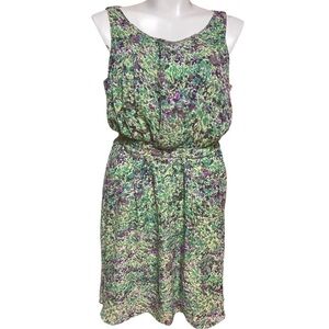 Jessica Howard Green and Purple Chiffon Abstract Dress Size 18